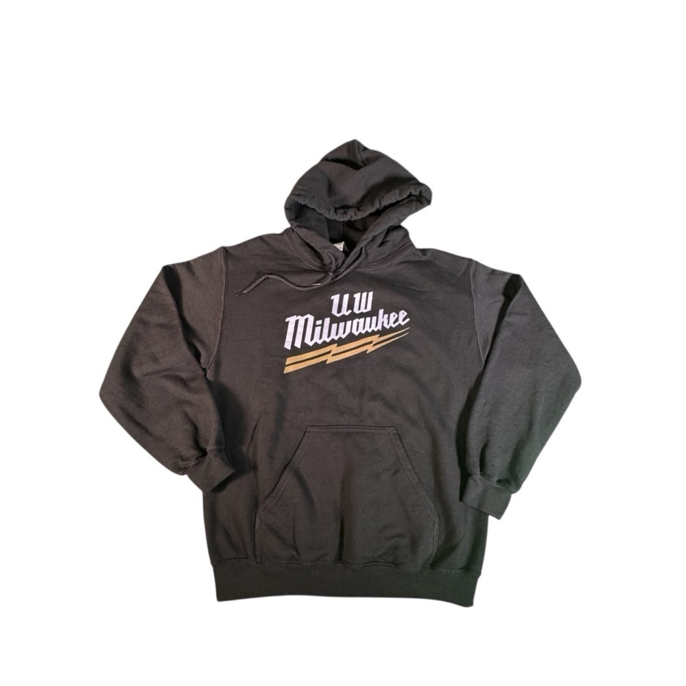 UW Milwaukee Hoodie Small Black Gildan Heavy Blend Pullover Sweatshirt